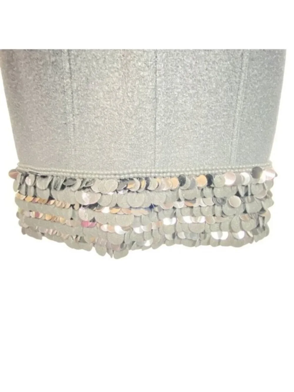 Tory Burch A-Line Wool Dress With Large Sequin Hem Detail Size Large